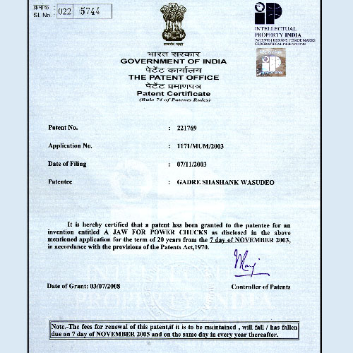 cnc advance jaws patent
